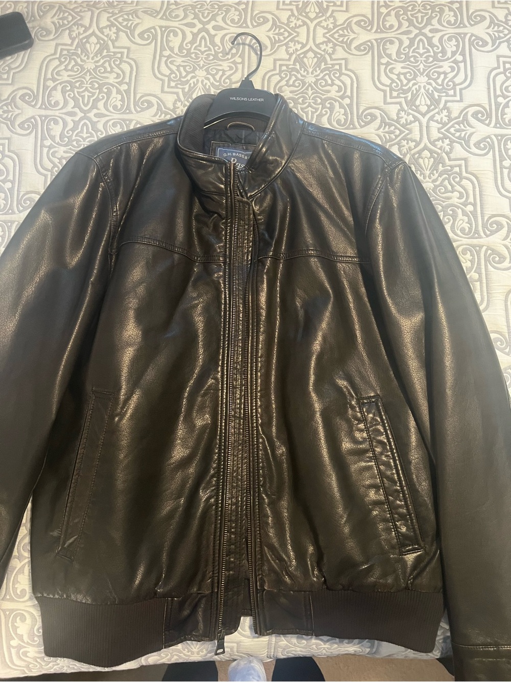 G.H. Bass & Co. Brown/ Expresso Leather Bomber Jacket